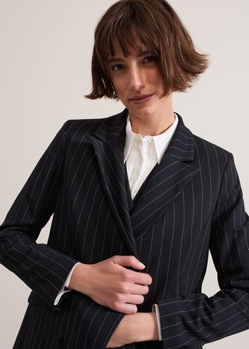 Phase Eight Pia Pinstripe Jackets Navy Australia | YL2046837